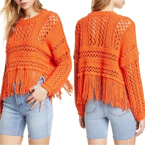 Free People Sweaters - NWT Free People Fringe Crop Sweater - size XS​